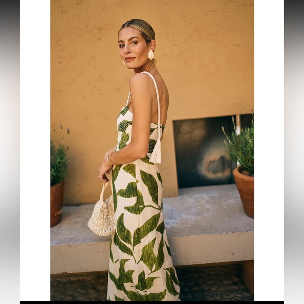 ANTONIO MELANI White Dress with Green Leaf Print - Picture 6 of 10